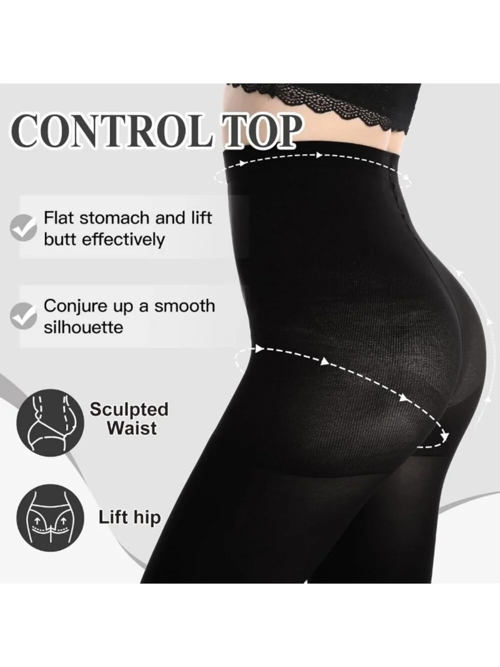 Opaque Control Top Tights - 2-6 Pairs Comfort Stretch 70 Denier Pantyhose